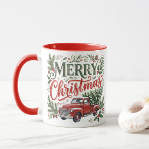 Traditionele handlettering Kersttruck Mok