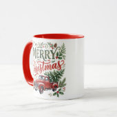 Traditionele handlettering Kersttruck Mok (Voorkant links)