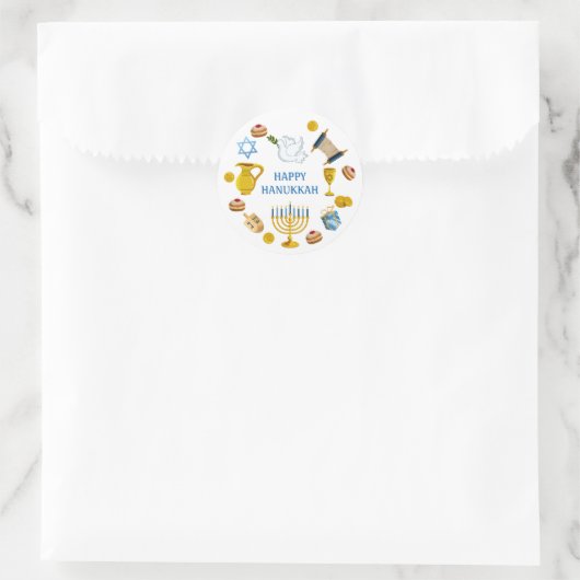 Traditionele Hanukkah elementen Duif Davidster Ronde Sticker (Tas)