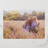 Traditionele Hanukkah kaart één foto patroon goud (Voorkant)