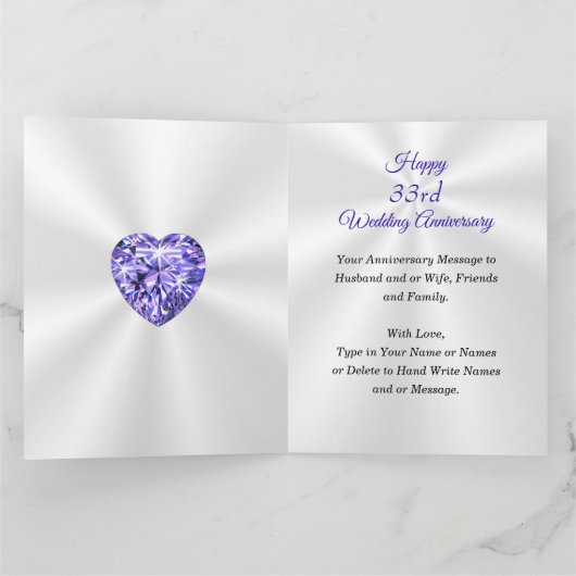 Traditionele Happy 33e bruiloft Jubileum Kaart (Binnen)