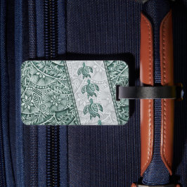 Traditionele Hawaïaanse tapa en honu Bagagelabel