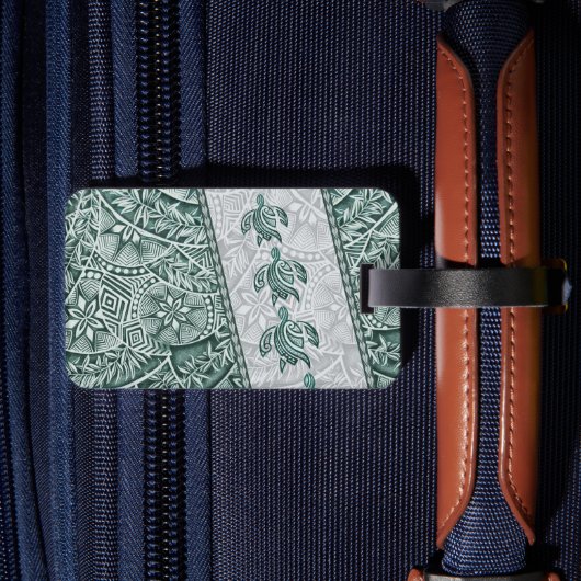 Traditionele Hawaïaanse tapa en honu Bagagelabel (Achterkant Insitu 2)