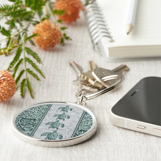 Traditionele Hawaïaanse tapa en honu Sleutelhanger (Zijkant)