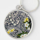 Traditionele Hawaïaanse tapa en plumeria Sleutelhanger (Voorkant)