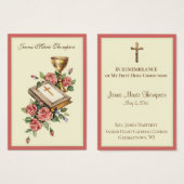 Traditionele Heilige Kaart Kelk Eerste Heilige Com (Voorkant /achterkant)