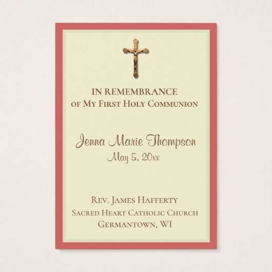 Traditionele Heilige Kaart Kelk Eerste Heilige Com (Achterkant)