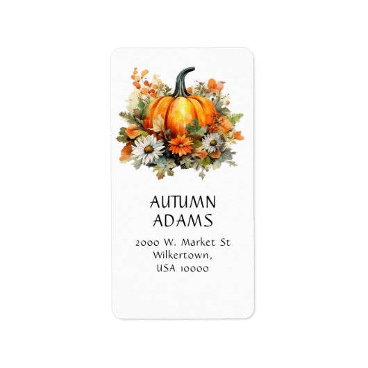 TRADITIONELE HERFST PUMPKINS HERFSTKLEUREN ETIKET (Voorkant)