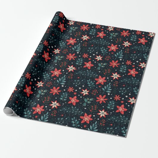 Traditionele  Holly Christmas Gift Wrap Cadeaupapier (Uitgerold)