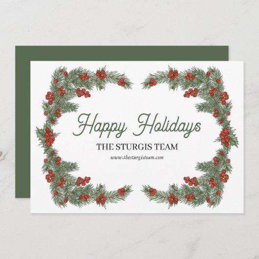 Traditionele Holly Christmas Kaart (Voorkant / Achterkant)