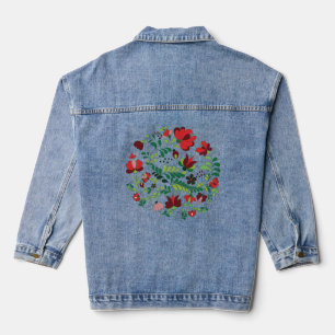Traditionele Hongaarse Matyo-motieven Denim Jacket