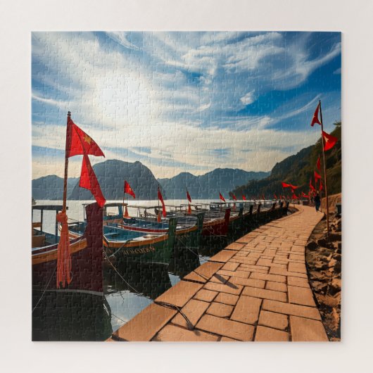 Traditionele houten boten legpuzzel (Verticaal)