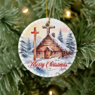 Traditionele houten Christelijke kerkfeestverlicht Keramisch Ornament