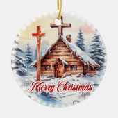 Traditionele houten Christelijke kerkfeestverlicht Keramisch Ornament (Voorkant)