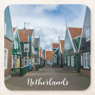 Traditionele houten huizen in het dorp Marken Kartonnen Onderzetters