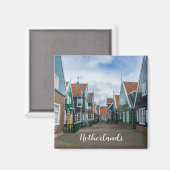Traditionele houten huizen in het dorp Marken Magneet (Voorkant / Achterkant)