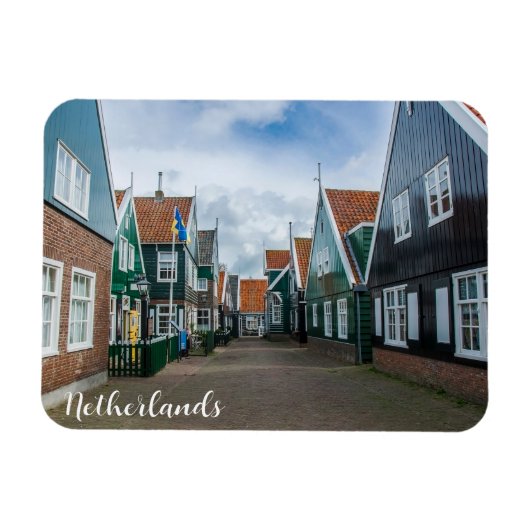 Traditionele houten huizen in het dorp Marken Magneet (Horizontaal)