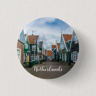 Traditionele houten huizen in het dorp Marken Ronde Button 3,2 Cm