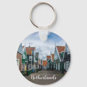 Traditionele houten huizen in het dorp Marken Sleutelhanger