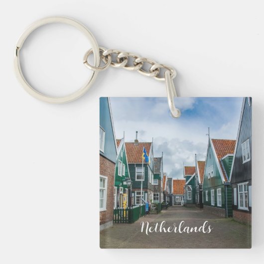 Traditionele houten huizen in het dorp Marken Sleutelhanger (Voorkant)