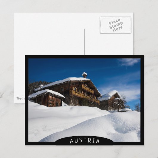 Traditionele houten kool in de sneeuw briefkaart (Voorkant / Achterkant)