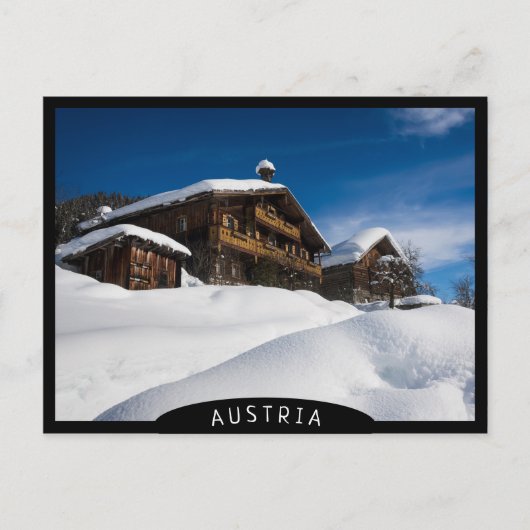 Traditionele houten kool in de sneeuw briefkaart (Voorkant)