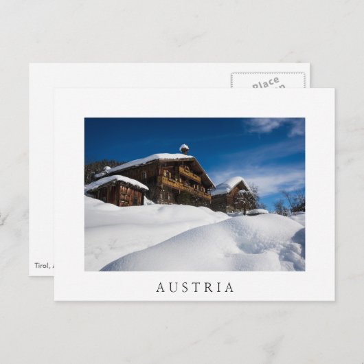 Traditionele houten kool in de sneeuw briefkaart (Voorkant / Achterkant)