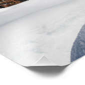 Traditionele houten kool in de sneeuw foto afdruk (Hoek)