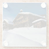 Traditionele houten kool in de sneeuw glazen onderzetter (Achterkant)