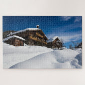 Traditionele houten kool in de sneeuw legpuzzel (Horizontaal)