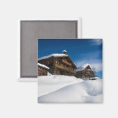 Traditionele houten kool in de sneeuw magneet (Voorkant / Achterkant)