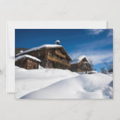 Traditionele houten kool in de sneeuw magnetische uitnodiging (Voorkant)