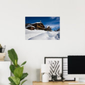 Traditionele houten kool in de sneeuw poster (Thuiskantoor)