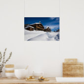 Traditionele houten kool in de sneeuw poster (Keuken)