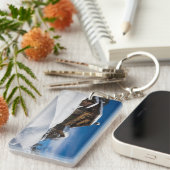 Traditionele houten kool in de sneeuw sleutelhanger (Voorkant Rechts)