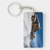 Traditionele houten kool in de sneeuw sleutelhanger (Voorkant)