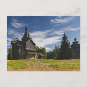 Traditionele houten Russisch-orthodoxe kerk Briefkaart