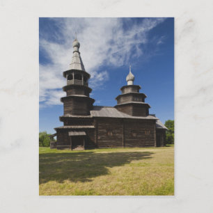 Traditionele houten Russisch-orthodoxe kerk Briefkaart
