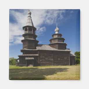 Traditionele houten Russisch-orthodoxe kerk Magneet