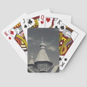 Traditionele houten Russisch-orthodoxe kerk Pokerkaarten