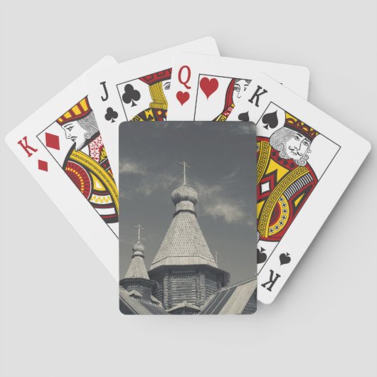 Traditionele houten Russisch-orthodoxe kerk Pokerkaarten (Achterkant)