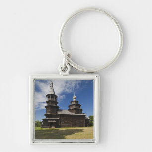 Traditionele houten Russisch-orthodoxe kerk Sleutelhanger
