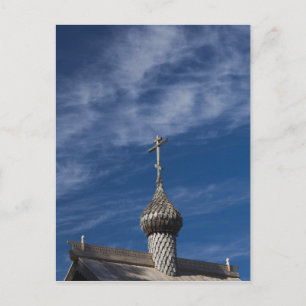 Traditionele houten Russische orthodoxe kerk Briefkaart