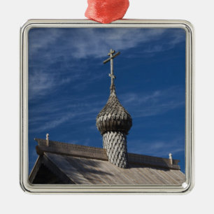Traditionele houten Russische orthodoxe kerk Metalen Ornament