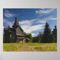 Traditionele houten Russische orthodoxe kerk