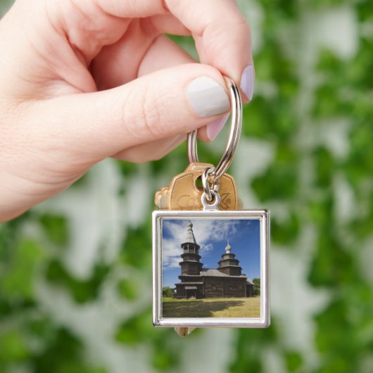 Traditionele houten Russische orthodoxe kerk Sleutelhanger (Hand)