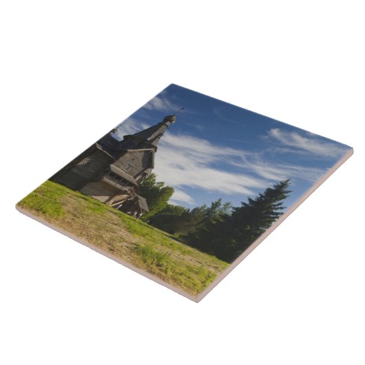 Traditionele houten Russische orthodoxe kerk Tegeltje (Zijkant)