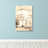 Traditionele huisarchitectuur schets tekening kuns canvas afdruk (Insitu (Houten vloer))