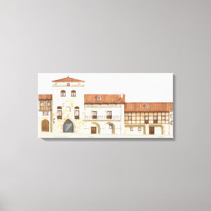 Traditionele huizen. Santillana del Mar Canvas Afdruk