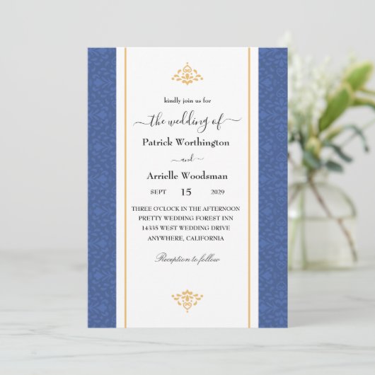 traditionele huwelijksuitnodiging kaart (Staand voorkant)